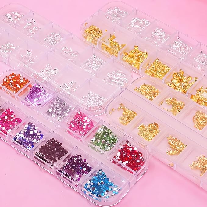 Acrylic Fake Nails Kit for Beginner - Press On Nail Supplies with Clear Almond Tips Chrome Powder Nail Stand Nail Art Brushes Dotting Pen Glitter Sequins Sticker Rhinestones