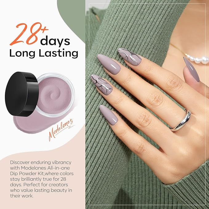 Modelones Dip Powder Nail Kit Starter, 20 Colors Pink Red Brown Spring Summer Dipping Powder Liquid Set Base&Top Activator for French Nail Art Salon DIY Kit