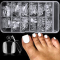 240pc Soft Gel Nail Tips - Short Square Full Cover Fake Toenails for Press On, Clear False Toe Nail Press Ons, 12 Size Artificial Acrylic Nails