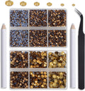 NCB Hotfix Iron on 8000pcs Crystal Rhinestones Round Gem for Crafts Decoration DIY Jewelry Making with a Tweezers and 2 Picking pens (Crystal Yellow, 6Sizes SS4-SS30)