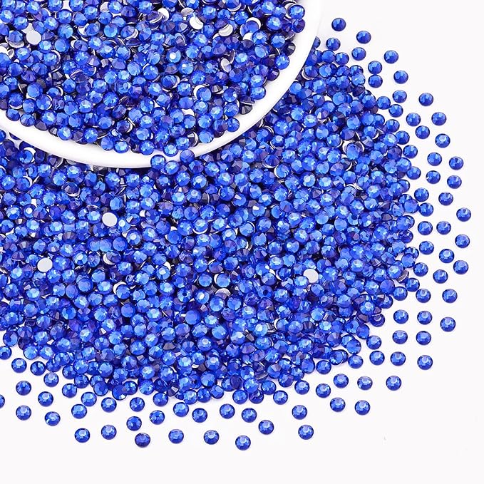 5000PCS SS6/2mm Crystal Rhinestones (Blue/Sapphire), Bedazzling Flatback Glass Rhinestones for Crafting, Gems Diomand Charms for Tumbler Shoes Clothing Mugs Nail Art