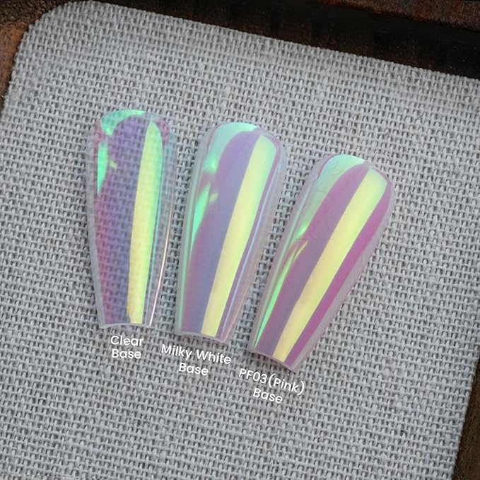Yokefellow GleamTap Cushion Aurora Chrome Nail Powder -Mermaid Aurora Effect,Nail Art Glitter Decoration for Home DIY Salon Manicure (GT115 Ethereal/Pink Lilac with Gold Sheen)