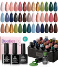 Beetles Brown Gel Polish Set - 20 Colors Nude Gel Nail Polish Shimmer Brown Red Green Blue Glitter with Base&Top Coat Soak off UV DIY Home Manicure Kit for Valentines Gift Set for Women