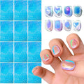 DANNEASY 12 Sheets Aurora Nail Foil Stickers Glass Paper Ice Cellophane Nail Film Foils Holographic Nails Art Stickers Decals Laser Nails Wraps for Women Girls Decoration