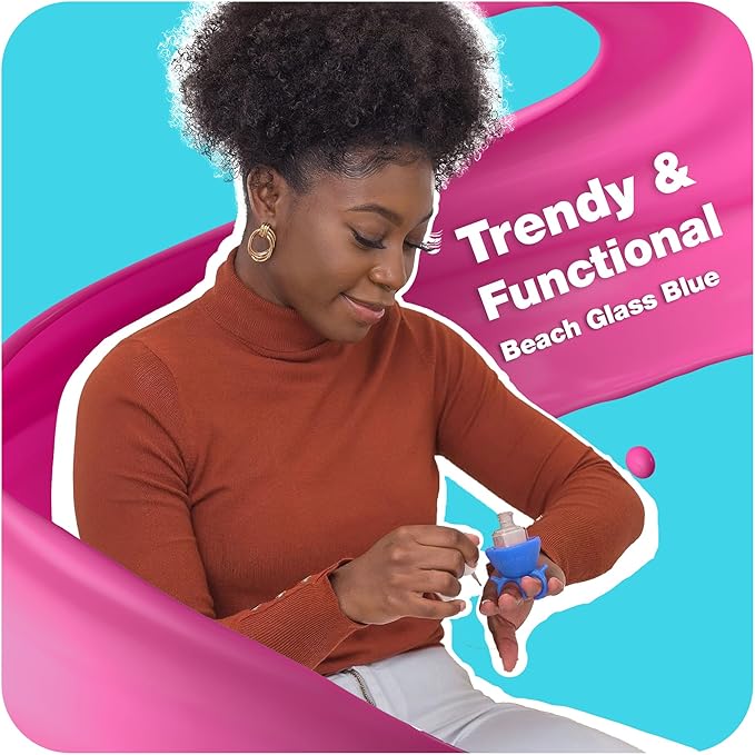 tweexy Wearable Nail Polish Holder Ring - Ideal Gift for Teenage Girls - Nail Polish Holder Stand for Manicure & Pedicure, Fingernail Painting - Nail Polish Accessories (Beach Glass Blue)