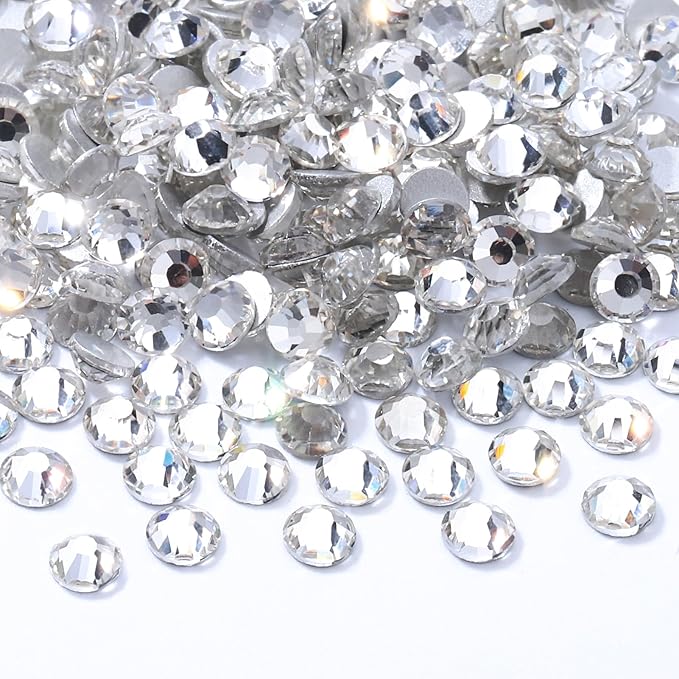 Crystal Clear Flatback Rhinestones, Glass Rhinestones for Nail Art and Craft, Glue Fix, Loose Crystal Gemstones(Crystal, SS12, 2880pcs, 2.9-3.0mm)