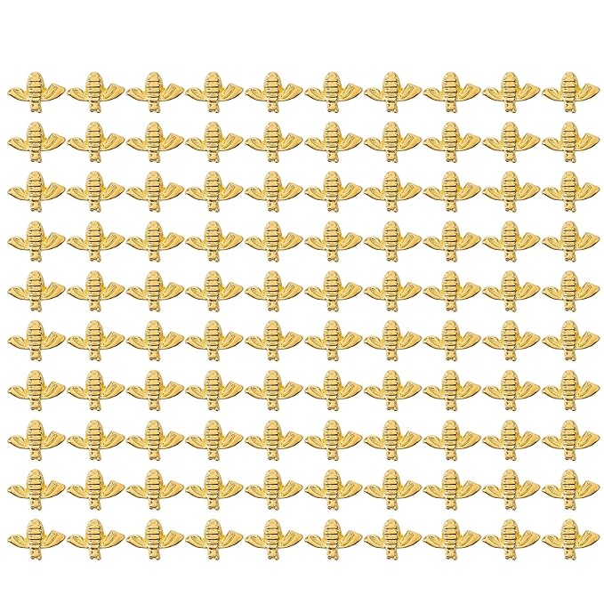 3D Nail Art Accessories, 100pcs Metal Bees Nail 3D Nail Art Decoration Gold Alloy Nail Charming Stickers Gold Nail Decals Manicure DIY Nail Art Supplies(Gold (100 pieces))
