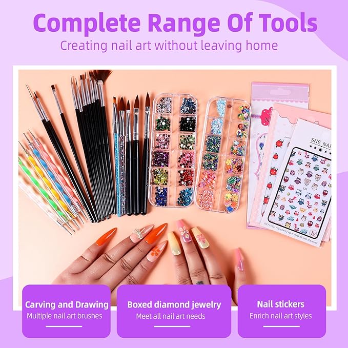 Major Dijit Acrylic Nail Kit with Drill Clear White Pink Acrylic Powder Acrylic Liquid Top Coat Base Coat Nail Primer Set for Beginners with Everything DIY Nail Art Tool Gift Home Salon