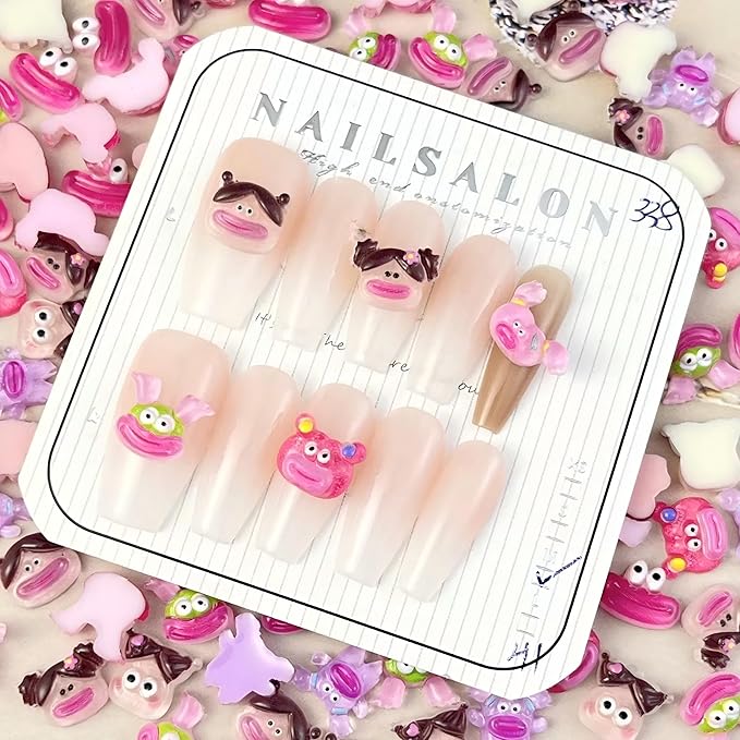 Dedyel Funny Face Nail Stickers Fun Big Lips Cute Cartoon Face Self-Adhesive Nail Stickers for Women Girls Kids Nail Art Decoration