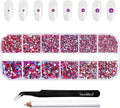 Beadsland Rhinestones for Makeup,8 Sizes 2500pcs Light Red AB Flatback Rhinestones Face Gems for Nails Crafts with Tweezers and Wax Pencil,Light Siam AB,SS4-SS30