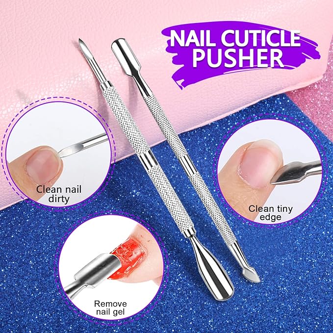 HNYYZL Manicure Kit - Nail File, Buffer, Cuticle Clipper, Pusher & Brush for Salon Nail Art