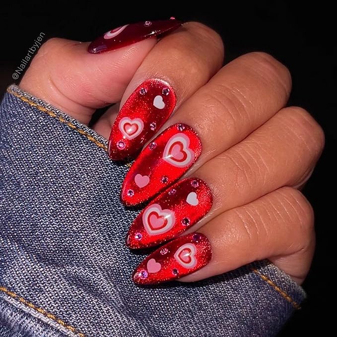 Daily Charme Self-Adhesive Nail Sticker Bundle Cupid Nail Art Stickers Decals Rose Flowers Love Heart Cupid Nail Art Design Stickers Valentine's Day Nail Decorations for Women DIY Manicure