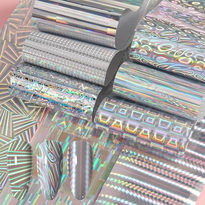 300 Sheets Nail Foils Transfer Nail Art Foil Stickers Holographic Solid Colors Aurora Gradients Nail Sheets Bright Color Transfer Sticker for Nails Decoration