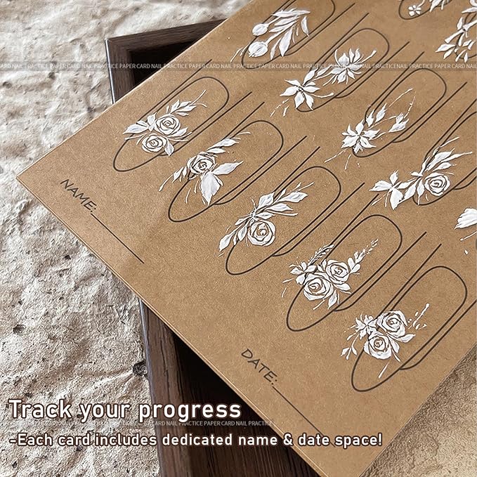 Nail Art Tools & Practice Kit - 6 Reusable Nail Design Training Cards with PVC Sheet, Beginner Nail Supplies for Gel Polish & Hand-Painting, Essential Art Supplies for Manicure Learning