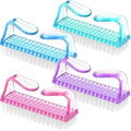 EBOOT 4 Pieces Handle Plastic Nail Brush Nail Hand Scrubbing Cleaning Brush(Green,Pink,Purple,Blue)