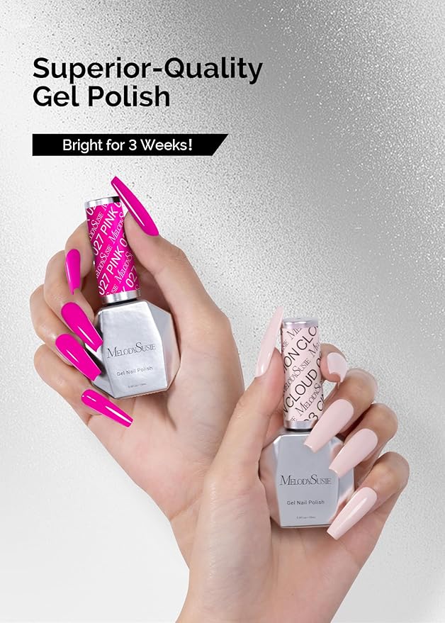 MelodySusie Thick Gel Polish Kit- 2 Pcs 15ml Neon Pink & Macaron Pink Colors Polish Set Gift for Women Nail Art Manicure Salon Diy at Home Christmas Gift-027+012