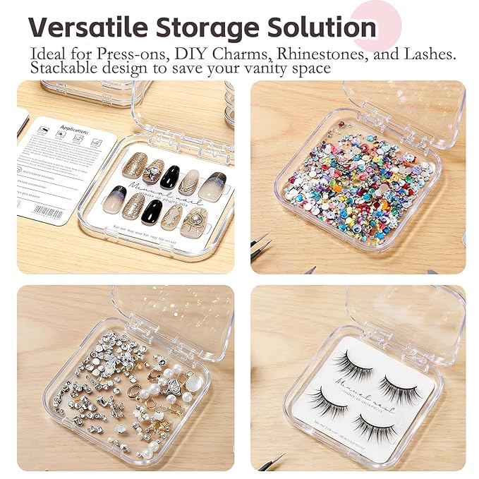 20 Pack Press on Nail Packaging Kit - Clear Press on Nail Boxes with Cards and Adhesive Tape, Professional Nail Case for Small Business and Storage DIY Nail Projects