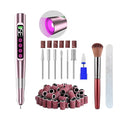 Brushless Nail Drill with UV Lamp, 35,000 RPM Electric Nail File, Portable Rechargeable Manicure & Pedicure Salon, Rose Gold
