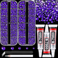 Resin Rhinestones for Crafting with B7000 Jewelry Glue, 2 Boxes Blue Purple Flatback Crystals with 3Pcs 10ml Glue for Bedazzling Crafts Nail Art Makeup，Non Hotfix Gems for Clothing Shoes