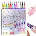 Nail Art Markers for Gel Nails,12 Colors Nail Art Pens Set DIY Nail Art Marker Drawing Painting 3D Nail Polish Pens, Quick Dry Graffiti Dotting Point Liner Pens for DIY Nail Art (12 Pcs)