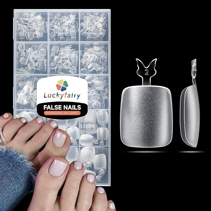 Square Toe Nail Tips: Full Cover Big Wide Matte Fake Toe Nails 15Sizes Soft Gel Pre-shape Clear Gel Toe Nail Tips Press ons For Nail Extensions Home DIY Salon 360Pcs
