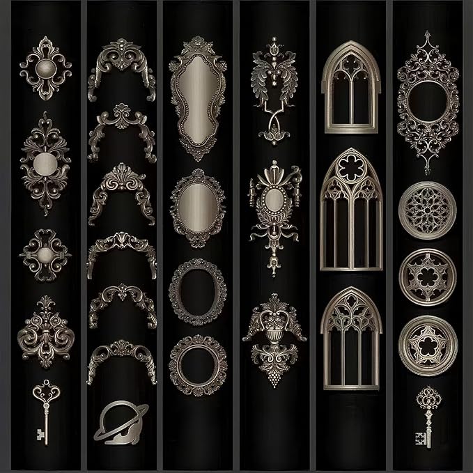 Nail Art Molds Kit - Cathedral Window & Patterned Key Designs DIY Gemstone Resin Embossed Nails Personalized Handmade Manicure Tools
