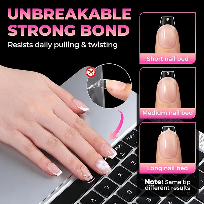 UNA GELLA Short Coffin Nails Tips: 510Pcs Soft Gel Nail Tips Coffin Acrylic Full Cover Short Coffin Press on Nails Pre-shaped Half Matte Clear False Nails For Nail Extensions Home DIY Salon 15 Sizes
