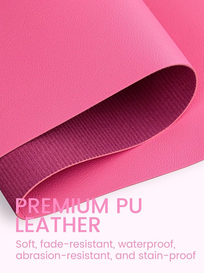 Beloving Nail Art Table Mat, (MAT ONLY) Nail Arm Rest Pad for Nail Tech, Soft Microfiber PU Leather Nail Mat for Table, Foldable Nail Pad Desk Mat for Manicure Hand Rest Pillow - Pinkish Red