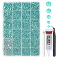 Aquamarine Resin Rhinestones w B7000 Glue for Bedazzling Crafting 2mm-6mm Lake Blue Flatback Stones Diamonds Crystals Gems Bedazzler Kit for Nails Face Eyes Makeup Tumblers Bottles Crafts Shoes