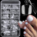 AddFavor 240pcs Toe Nail Tips Clear Soft Gel Toenail Tips Full Cover Square Acrylic Artificial False Fake Toe Nails Tips for Salon and Home Foot Pedicure Manicure