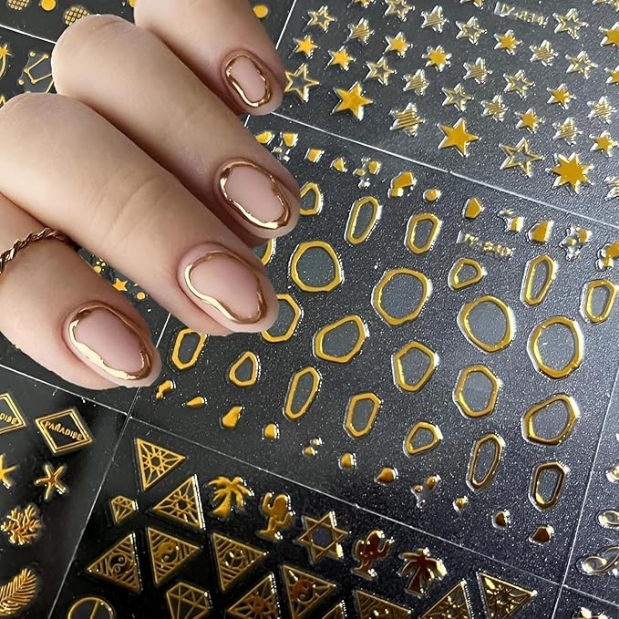 90 Sheets Nail Stickers for Valentine's Day Nail Art Decals 3D Self-Adhesive Heart Star Flower Nail Supplies Charms with Nails Tweezer for Women Nails Decoration