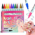 12 Colors Nail Art Marker Pens, Water Based Nail Art Pens for Painting Nail Point Graffiti Dotting Liner Pen for Home Salon Quick Dry Manicure