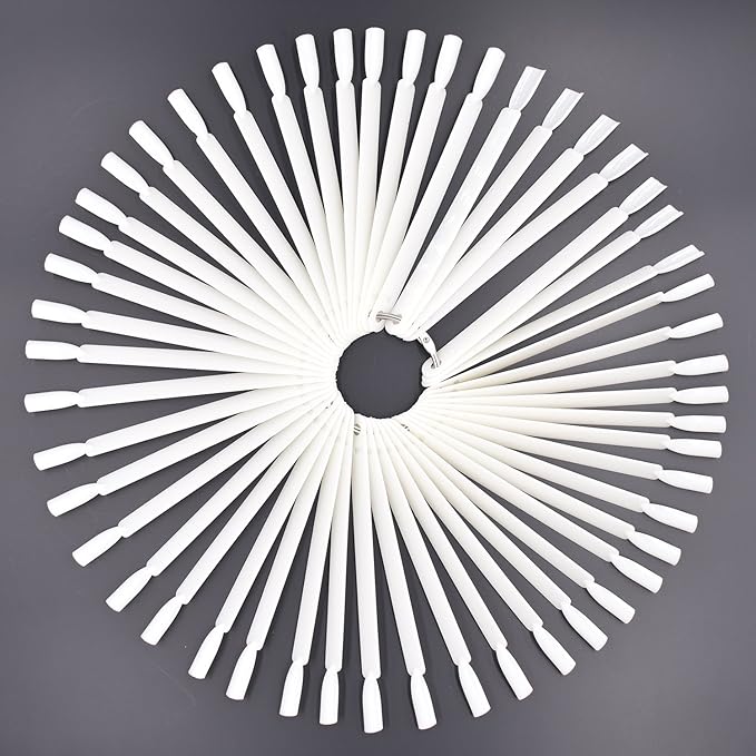 100 Tips White and Transparent Plastic Polish Board Nail Art Display Practice Sticks Wheel with Metal Split Ring Holder