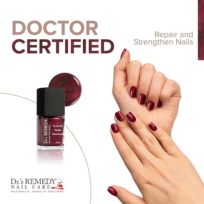 Dr’s Remedy Enriched Nail Polish: Non Toxic, All Natural, and Organic - Doctor Formulated: Strengthens, Restores, Heals, and Protects '24-Free' - REVIVE Ruby Red