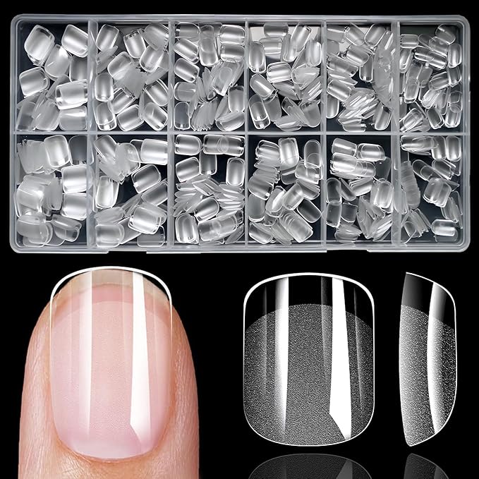LoveOurHome 600pc Extra Short Square Fake Nail Tips Clear Press on Nails Short Soft Gel Nail Tips Full Cover Square Acrylic Nails Tip XS Artificial False Fingernail for Gel Nails Extension