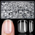 LoveOurHome 600pc Extra Short Square Fake Nail Tips Clear Press on Nails Short Soft Gel Nail Tips Full Cover Square Acrylic Nails Tip XS Artificial False Fingernail for Gel Nails Extension