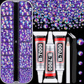 Resin Rhinestones for Crafting with 3Pcs 10ml B7000 Jewelry Glue, 1 Box Dark Purple AB Flatback Gems Crystals Diamond for Bedazzling Crafts DIY Nail Art Makeup, Gems for Clothing Tumblers Shoes