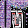 Resin Rhinestones for Crafting with 3Pcs 10ml B7000 Jewelry Glue, 1 Box Transparent Lavender Purple AB Flatback Gems Crystals Diamond for Bedazzling Crafts DIY Nail Art Makeup, Gems for Clothing
