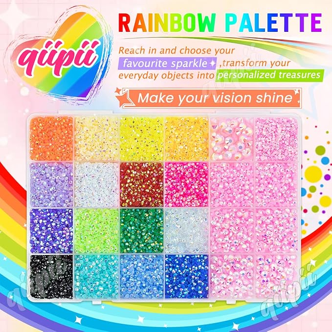 2mm-6mm Light Pink AB Resin Rhinestones w B7000 Glue for Crafting Bedazzling Flatback Colorful Jelly Stones Diamonds Gems Bedazzler Kit for Nails Face Eyes Makeup Tumblers Bottles Crafts Shoes