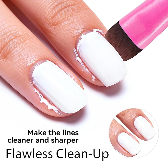 Nail Brush for French Tips & Cleaning Gel Polish- Precision Thin Brush for Acrylic, Polygel - Professional Kolinsky Sable Nail Art Brush (Pink, F14)