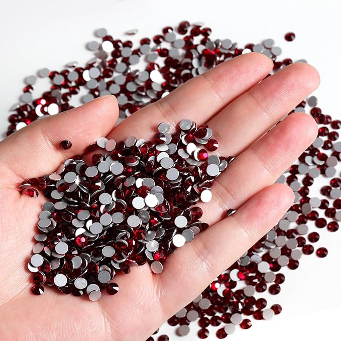 Beadsland Flatback Rhinestones Bulk,14400pcs Red Rhinestones for Nails Crafts Clothes DIY Decoration, Dark Siam, SS10, 2.7-2.9mm