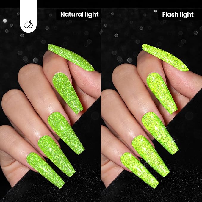 beetles Gel Polish Green Glitter Gel Nail Polish 0.51OZ Reflective Nail Art Manicure Salon DIY at Home UV LED Needed Gifts for Women Lime Shock St Patrick Day