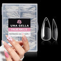 UNA GELLA Medium Stiletto Gel Nail Tips Full Cover 216Pcs Almond Shape Nails Tips Stiletto Pre Etched Soft Gel Nails Clear Fake False Nail Tip for Home Art Salon 12 Sizes