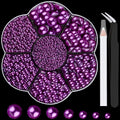 Nail Art Flat Back Half Round Pearl Kits 29, 1 Box of 6000 Pcs Flat-Back Dark Purple with Tweezer and Picker Pencil for Home DIY Nails Body Face Craft and Salon Use