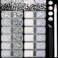 15000PCs 2-6MM White Series Resin Flat Back Rhinestones, Round Non Hotfix Jelly & Silver Bottom Resin Rhinestones Nail Gems Stones with Tweezer & Picker Pen for Nail Art Tumblers & DIY Crafts