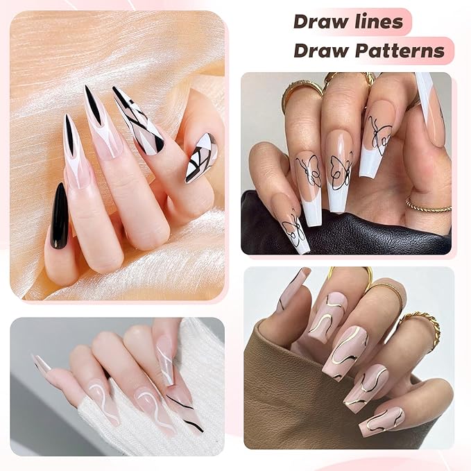 5PCS Nail Art Brushes Set with Pink Leather Case，【Metallic Material】 【Various Size】 【Light Weight】Nail Brush， Nail Brushes for Nail Art，Size：5mm,8mm,12mm,20mm,25mm, Pink