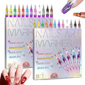 12 Color Nail Art Pens, 2026 Upgrade 0.5 MM Nail Polish Pens Drawing Painting Point Liner Acrylic Painted Pen Kit, DIY Nails Art Design Manicure Tools Christmas Gifts (2 Set)