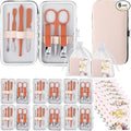 6 Sets Nail Clippers Kit Mothers Day Gifts for Mom Women Manicure Set Pink Nail Care Tools Fingernail Toenail Clipper Cutters Professional Stainless Steel Grooming Kit with Travel Case