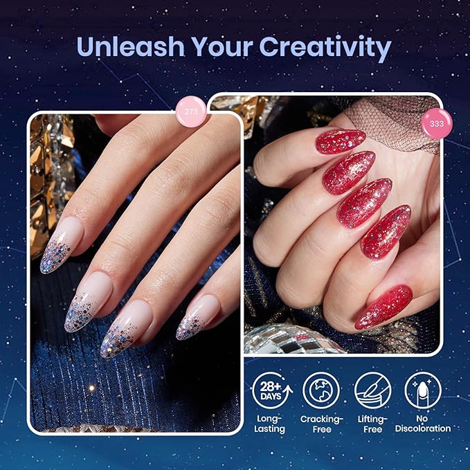 Beetles Poly Nail Gel 12 Colors Starry Party Poly Extension Set With U V Lamp Pink Glitter Builder Nail Extension Enhancement Gel Manicure DIY Home Salon Gift for Women Girls