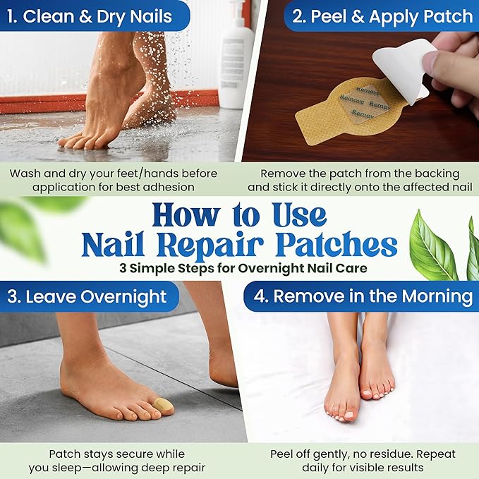 Premium Fungal Nail Patches Toenail Care Extra Fungus Strength 42 Pcs Nighttime Repair Damaged Treatment Discolored Nails 8 Hour Safe Sensitive Skin Easy Apply Women Men gift (42 Count)